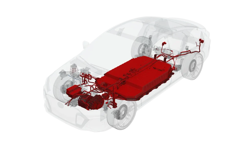 Electric vehicle battery and components diagram