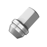 Shiny metallic wheel nut close-up