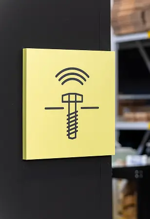 Screw symbol with wireless signal icon