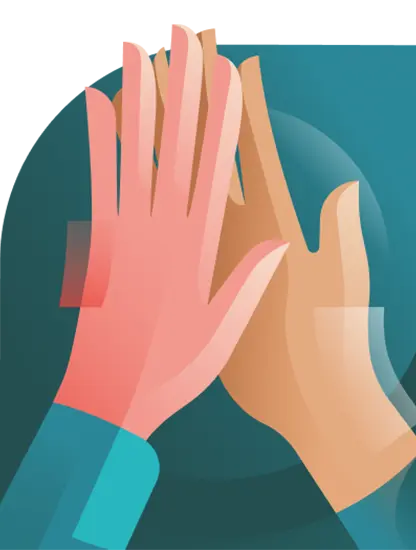 Two hands reaching out together